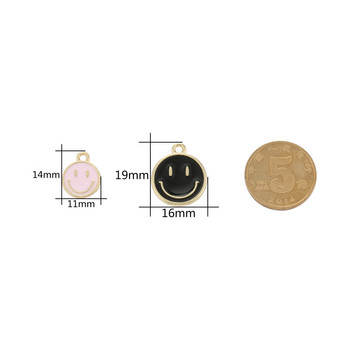 10-20Pcs 11x14mm KC Χρυσό Χρώμα Τόνος από κράμα σμάλτο Cute Smiling Face Charms Κρεμαστό για DIY Στολίδι κοσμημάτων