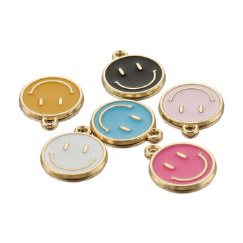 10-20Pcs 11x14mm KC Χρυσό Χρώμα Τόνος από κράμα σμάλτο Cute Smiling Face Charms Κρεμαστό για DIY Στολίδι κοσμημάτων