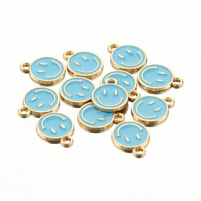 10-20db 11x14mm KC arany tónusú ötvözet zománc Aranyos mosolygós arcbűvész medál barkács fülbevaló ékszer díszhez