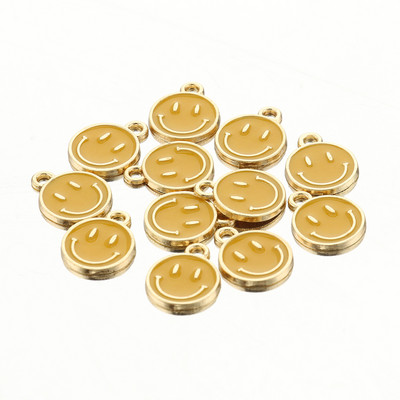 10-20db 11x14mm KC arany tónusú ötvözet zománc Aranyos mosolygós arcbűvész medál barkács fülbevaló ékszer díszhez