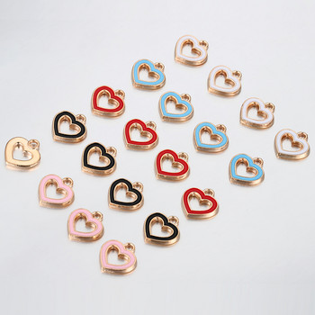 10 τμχ/παρτίδα 14x15mm κράμα σμάλτο Love Heart Charms for DIY κολιέ κρεμαστά σκουλαρίκια Πολύχρωμα μίνι γούρια Κοσμήματα Κάνοντας ευρήματα