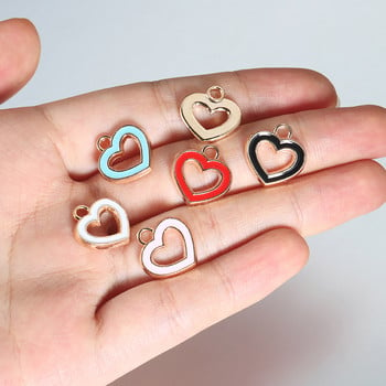 10 τμχ/παρτίδα 14x15mm κράμα σμάλτο Love Heart Charms for DIY κολιέ κρεμαστά σκουλαρίκια Πολύχρωμα μίνι γούρια Κοσμήματα Κάνοντας ευρήματα