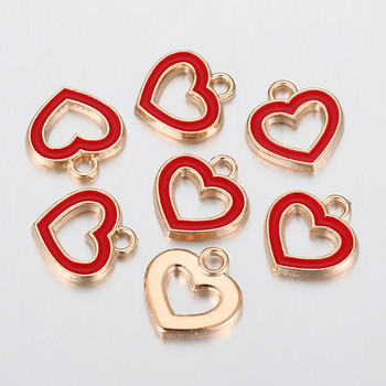 10 τμχ/παρτίδα 14x15mm κράμα σμάλτο Love Heart Charms for DIY κολιέ κρεμαστά σκουλαρίκια Πολύχρωμα μίνι γούρια Κοσμήματα Κάνοντας ευρήματα