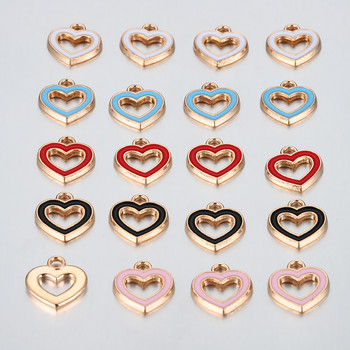 10 τμχ/παρτίδα 14x15mm κράμα σμάλτο Love Heart Charms for DIY κολιέ κρεμαστά σκουλαρίκια Πολύχρωμα μίνι γούρια Κοσμήματα Κάνοντας ευρήματα