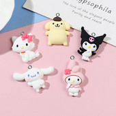10db/csomag Kawaii Lovely Rajzfilm Rabbit Cat gyanta fülbevaló nyaklánc medál aranyos bűbáj barkács kulcstartó kiegészítők