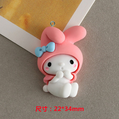 10db/csomag Kawaii Lovely Rajzfilm Rabbit Cat gyanta fülbevaló nyaklánc medál aranyos bűbáj barkács kulcstartó kiegészítők
