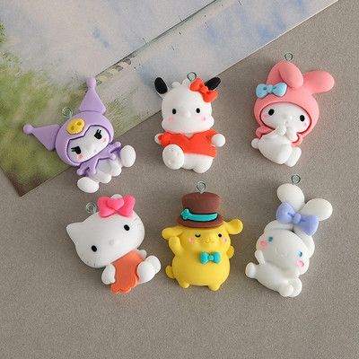 10db/csomag Kawaii Lovely Rajzfilm Rabbit Cat gyanta fülbevaló nyaklánc medál aranyos bűbáj barkács kulcstartó kiegészítők