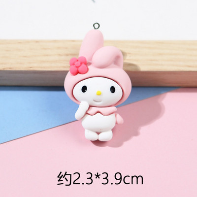 10db/csomag Kawaii Lovely Rajzfilm Rabbit Cat gyanta fülbevaló nyaklánc medál aranyos bűbáj barkács kulcstartó kiegészítők