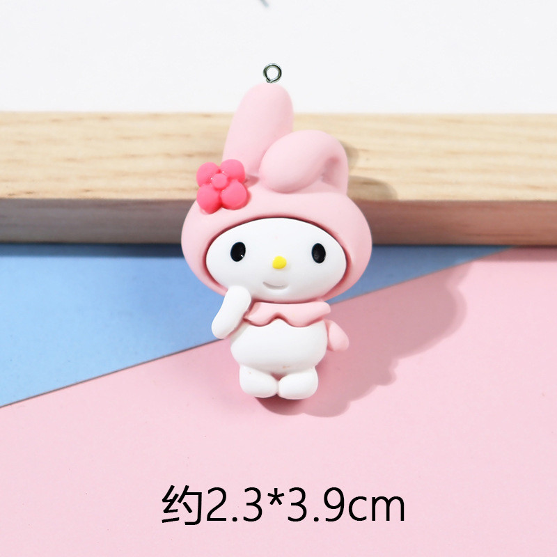 10db/csomag Kawaii Lovely Rajzfilm Rabbit Cat gyanta fülbevaló nyaklánc medál aranyos bűbáj barkács kulcstartó kiegészítők