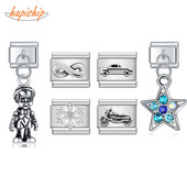 Hapiship Fashion Infinite Snowflake Mootorrattatäht Itaalia Links Charm Fit 9mm Käevõru Käevõru Roostevabast Terasest Ise isetegemine DJ241