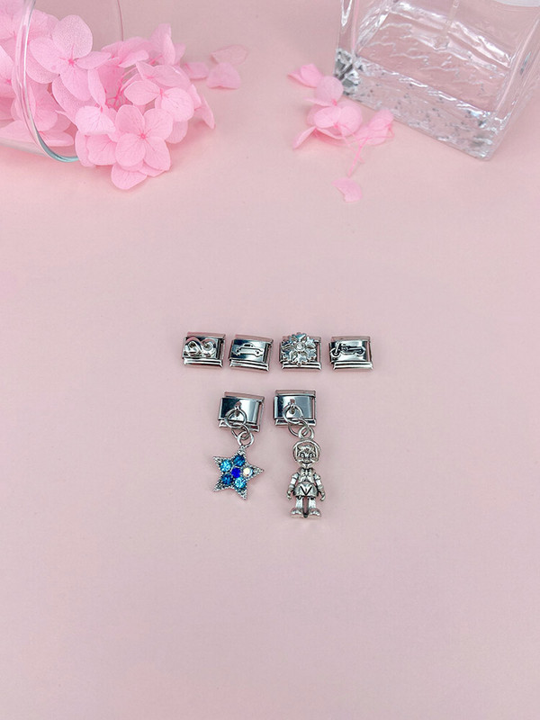 Hapiship Fashion Infinite Snowflake Mootorrattatäht Itaalia Links Charm Fit 9mm Käevõru Käevõru Roostevabast Terasest Ise isetegemine DJ241