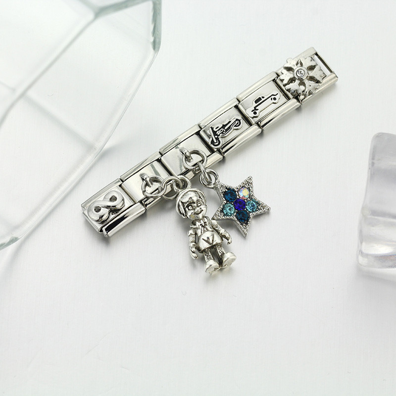 Hapiship Fashion Infinite Snowflake Mootorrattatäht Itaalia Links Charm Fit 9mm Käevõru Käevõru Roostevabast Terasest Ise isetegemine DJ241