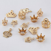 10db/tétel Arany színű Fém Princess Crown Charms medál barkács karkötő Kiegészítők ékszerekhez Kézzel készített kézműves anyagok