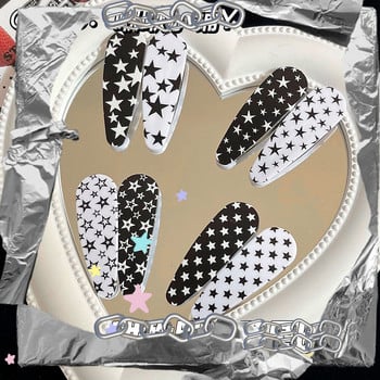 Harajuku Black White Pentagram Star Geometric Bobby Pin Sweet Cool Trend Hair Clip για γυναίκες 90s Αισθητικά Αξεσουάρ μαλλιών Y2k