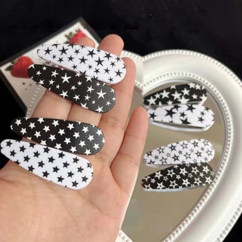 Harajuku Black White Pentagram Star Geometric Bobby Pin Sweet Cool Trend Hair Clip για γυναίκες 90s Αισθητικά Αξεσουάρ μαλλιών Y2k