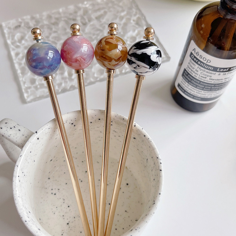 Koreai többszínű festett golyós hajrudak nőknek Elegáns Antik Temperament Hajtű Vintage Esztétika Hajkiegészítők Új