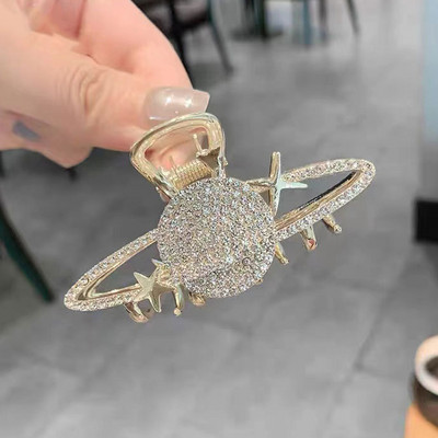 Arany színű nagy karmos Clip Crab Barrette Női Lányoknak Gyöngy kristály Haj Karmok Clip lófarok Clip Haj Kiegészítők Fejfedők