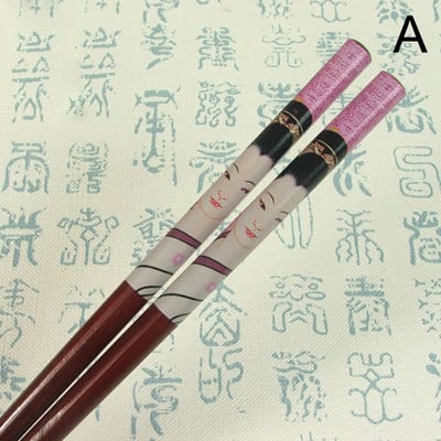 2Pcs/Set Vintage ručno rađene štapiće za kosu Oslikane japanske drvene ukosnice za žene Prirodni kineski drveni štapići