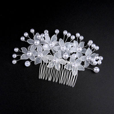 Strieborný farebný svadobný hrebeň na vlasy, čelenka, biela perlová hlava, kvet, jednoduché vsadené hrebene pre ženy, čelenky, nevesty, svadobné doplnky 