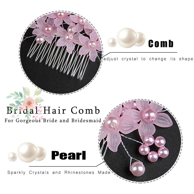 Strieborný farebný svadobný hrebeň na vlasy, čelenka, biela perlová hlava, kvet, jednoduché vsadené hrebene pre ženy, čelenky, nevesty, svadobné doplnky 