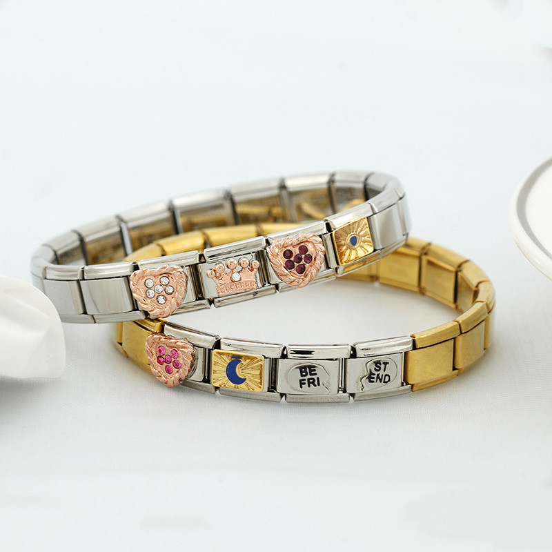 Hapiship Originálny Daisy Rose Heart Crown Dazzling CZ talianske články Charm Fit 9mm náramok z nehrdzavejúcej ocele na výrobu šperkov DJ250