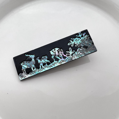 Agrafă de păr cu model de imprimeu de elan, coajă neagră, vintage, pentru femei, estetică elegantă, ac geometric, accesorii de păr la modă etnică