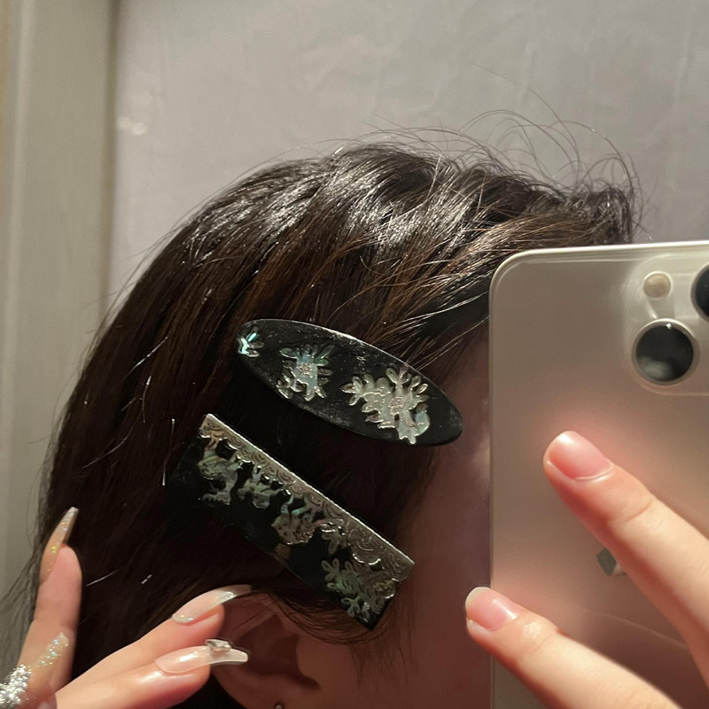 Agrafă de păr cu model de imprimeu de elan, coajă neagră, vintage, pentru femei, estetică elegantă, ac geometric, accesorii de păr la modă etnică