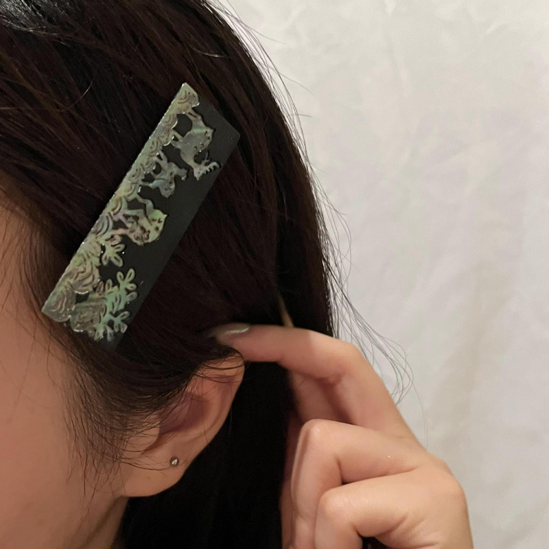 Agrafă de păr cu model de imprimeu de elan, coajă neagră, vintage, pentru femei, estetică elegantă, ac geometric, accesorii de păr la modă etnică