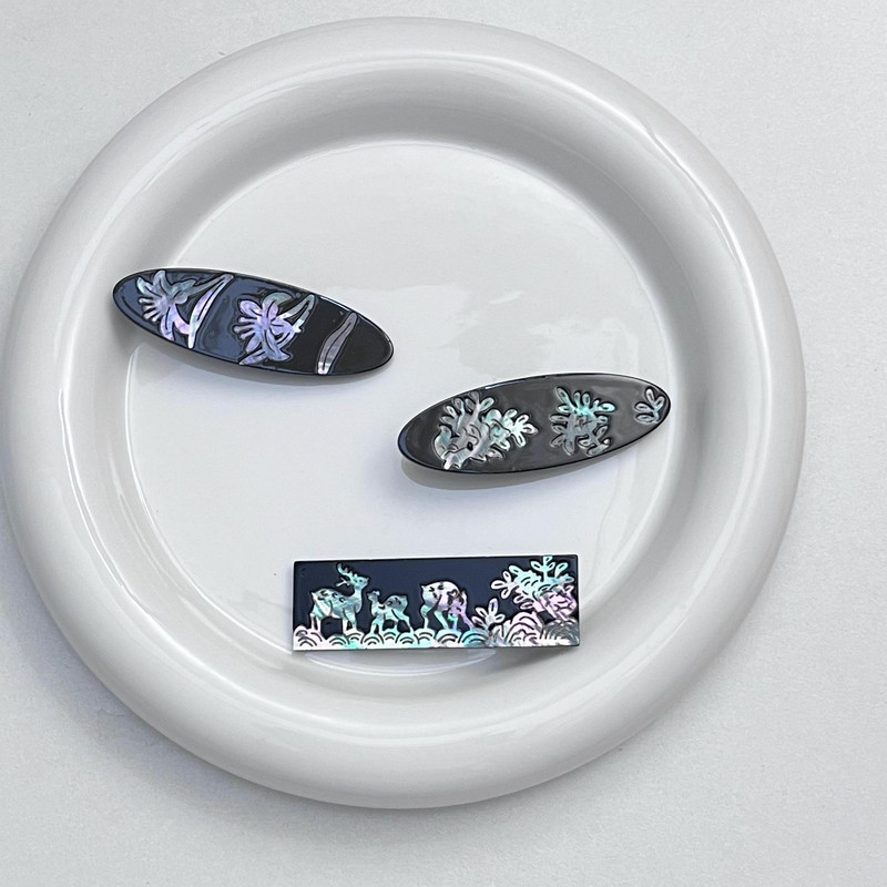 Agrafă de păr cu model de imprimeu de elan, coajă neagră, vintage, pentru femei, estetică elegantă, ac geometric, accesorii de păr la modă etnică