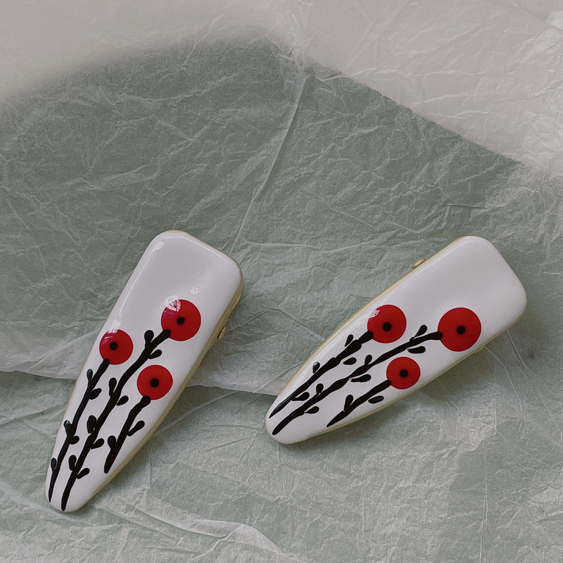 Νέο vintage κλιπ μαλλιών Cherry Tree για γυναίκες 2022 Κομψή αισθητική γούρι Duckbill Clip Δημιουργική τάση μόδας αξεσουάρ μαλλιών