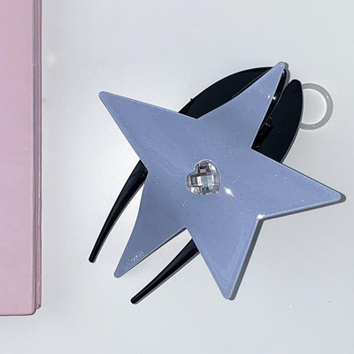 Rhinestone Heart Pentagram Star akril hajcsat nőknek Édes Esztétikus Charm Trend Haj Karmok Harajuku Y2K Hajkiegészítők