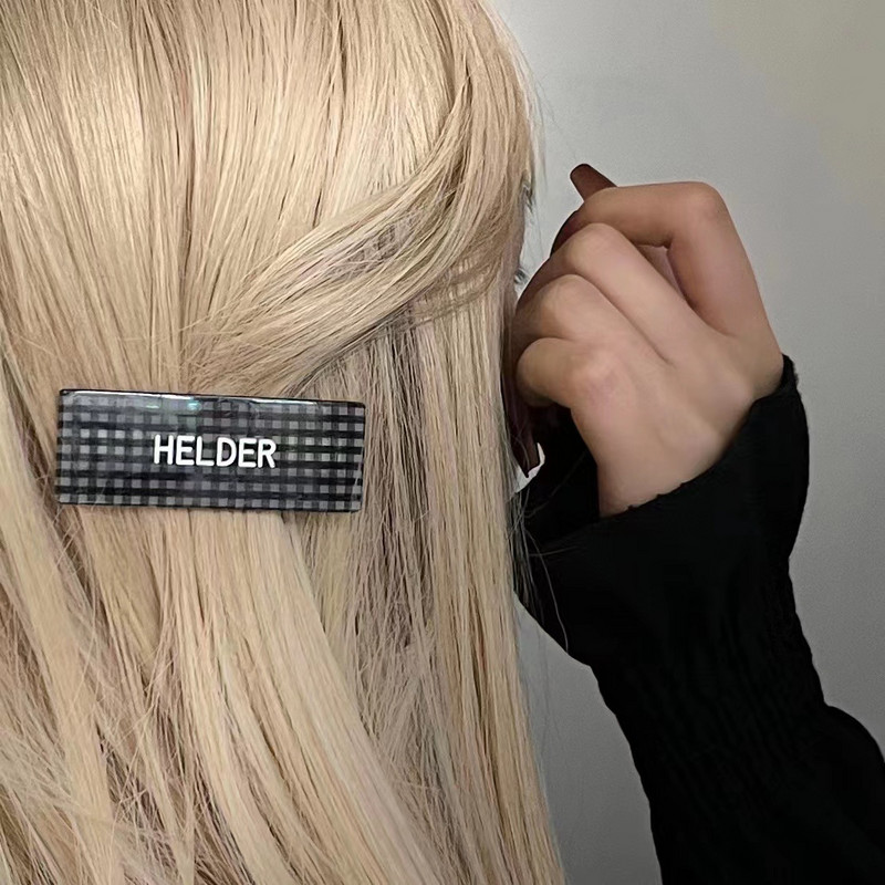 Harajuku Y2K Γεωμετρικά καρό γράμματα κλιπ μαλλιών για γυναίκες αισθητική girly γλυκό γούρι φουρκέτα Vintage μόδας αξεσουάρ μαλλιών