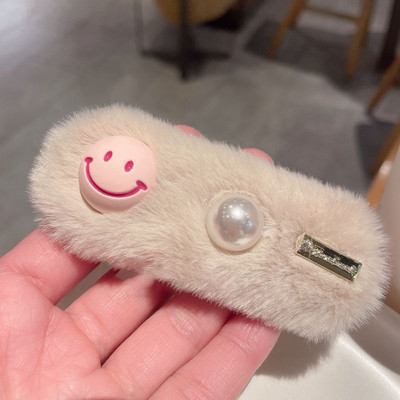 Uus plüüsis armas naeratav näopärlijuuksenõel magusa armsa romantilise Y2k esteetilise juukseklambri jaoks Korea moe juuste aksessuaaride kingituseks