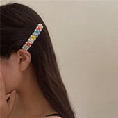 Vintage Color Crystal Flower Pearl Juukseklamber naistele Tüdrukute 90ndate Esteetika Charm Juuksenõel Peen mood Juukseaksessuaarid Uus