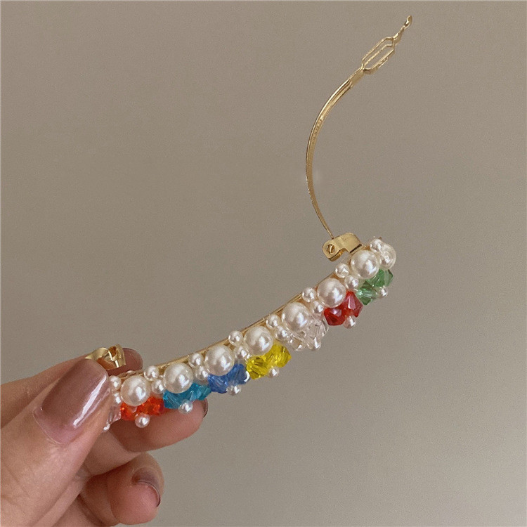 Vintage Color Crystal Flower Pearl Juukseklamber naistele Tüdrukute 90ndate Esteetika Charm Juuksenõel Peen mood Juukseaksessuaarid Uus