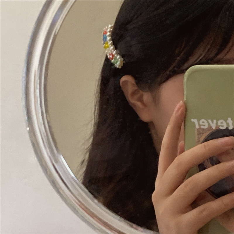 Vintage Color Crystal Flower Pearl Juukseklamber naistele Tüdrukute 90ndate Esteetika Charm Juuksenõel Peen mood Juukseaksessuaarid Uus