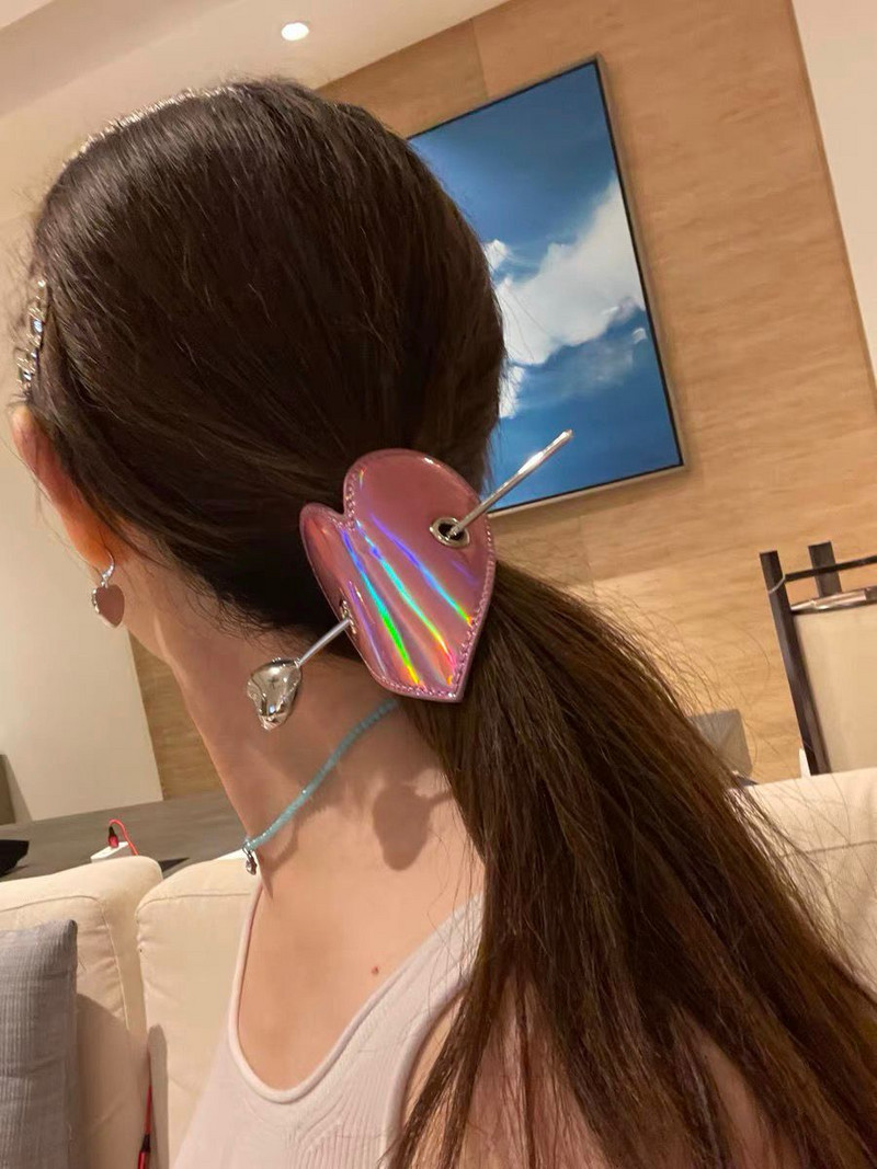 Jaapani Harajuku Laser Roosa Must Nahast Hearth Juuksepulk Naistele Sweet Cool Charm Juuksenõel Y2K Esteetilised Juukseaksessuaarid