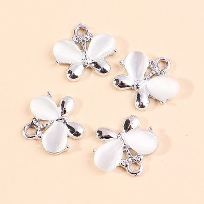 Õrn 10 tk Opaalkivist liblikas võlusid hõbedase värviga loomad liblikatega ripatsid isetegemiseks ehete valmistamiseks kõrvarõngad käevõrud