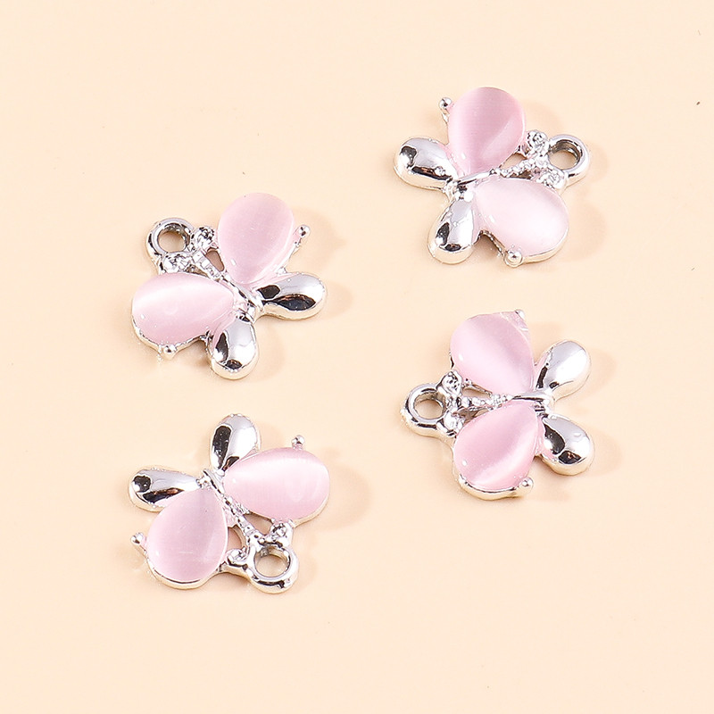 Õrn 10 tk Opaalkivist liblikas võlusid hõbedase värviga loomad liblikatega ripatsid isetegemiseks ehete valmistamiseks kõrvarõngad käevõrud