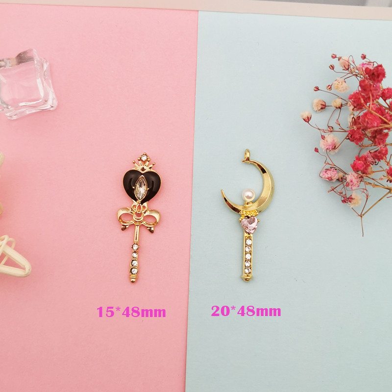 10 tk Rhinestone'i pärliga süda vibu Kuu võlukepp sulamist amuletid ripatsid Ehted DIY kaelakee käevõru kõrvarõngad võtmehoidja ujuvad