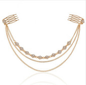 Pulmapruudi juuste aksessuaarid naistele Aksessuaarid Mood Kullavärvi kett Leht Juukse Ehted Klamber juuksekammi tihvtidele