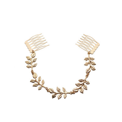 Pulmapruudi juuste aksessuaarid naistele Aksessuaarid Mood Kullavärvi kett Leht Juukse Ehted Klamber juuksekammi tihvtidele