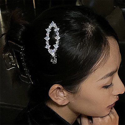 Glitter Geometric Crystal Rhinestone Ukosnica za žene Slatki romantični šarm Luksuzna kopča za kosu Korejski modni dodaci za kosu