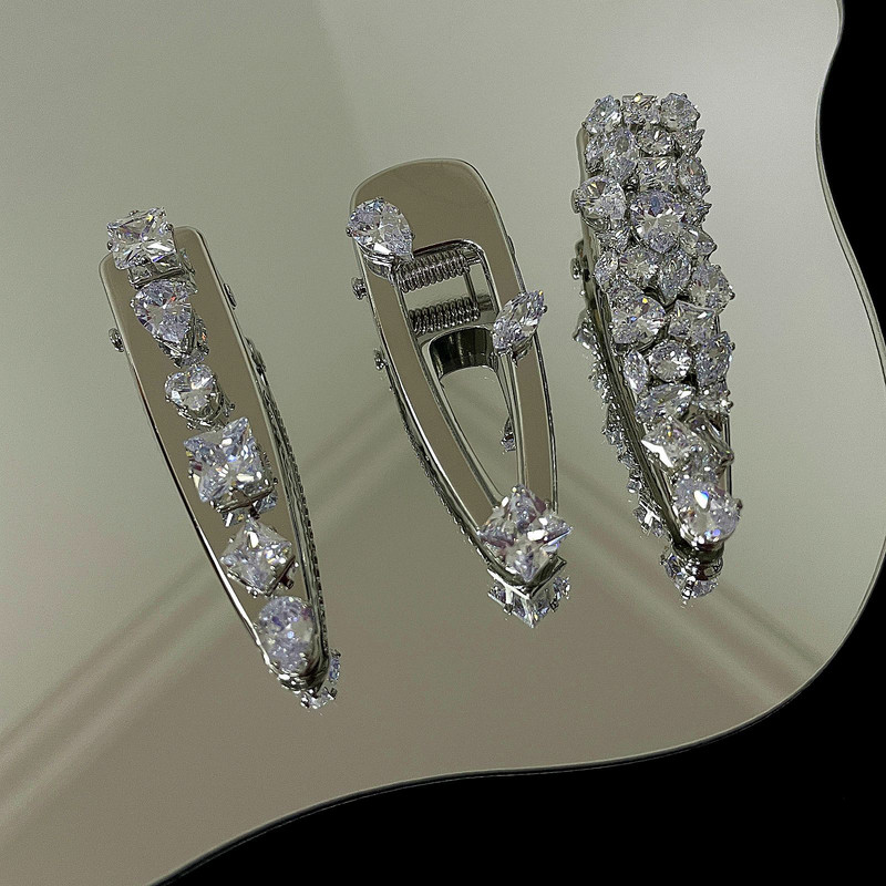 Glitter Geometric Crystal Rhinestone Ukosnica za žene Slatki romantični šarm Luksuzna kopča za kosu Korejski modni dodaci za kosu