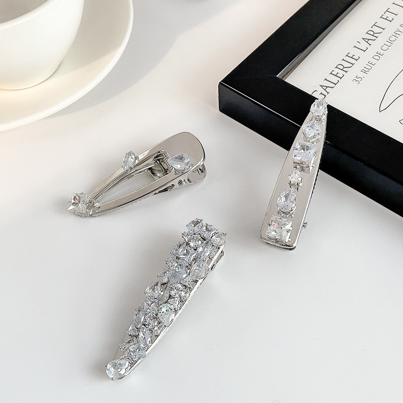 Glitter Geometric Crystal Rhinestone Ukosnica za žene Slatki romantični šarm Luksuzna kopča za kosu Korejski modni dodaci za kosu