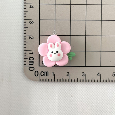 10db/csomag Kawaii Flower Rabbit Bear Resin Charms Lovely Cartoon Animal medál fülbevalóhoz Kulcstartó barkács ékszerkészítés
