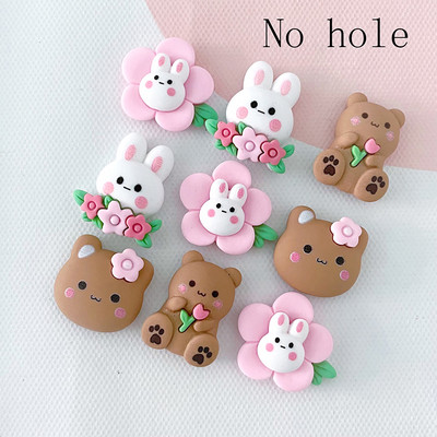 10db/csomag Kawaii Flower Rabbit Bear Resin Charms Lovely Cartoon Animal medál fülbevalóhoz Kulcstartó barkács ékszerkészítés