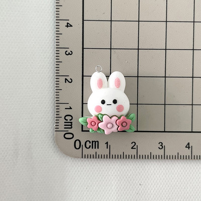 10db/csomag Kawaii Flower Rabbit Bear Resin Charms Lovely Cartoon Animal medál fülbevalóhoz Kulcstartó barkács ékszerkészítés