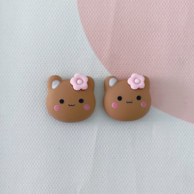 10db/csomag Kawaii Flower Rabbit Bear Resin Charms Lovely Cartoon Animal medál fülbevalóhoz Kulcstartó barkács ékszerkészítés