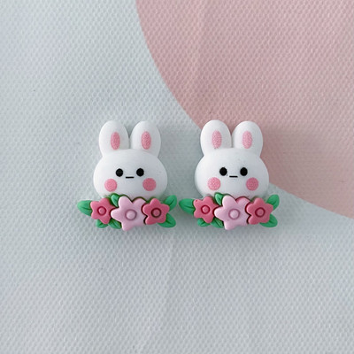 10db/csomag Kawaii Flower Rabbit Bear Resin Charms Lovely Cartoon Animal medál fülbevalóhoz Kulcstartó barkács ékszerkészítés